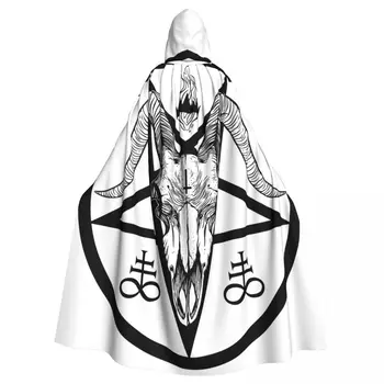Long Cape Cloak Pentagram Lucifer Baphomet Hooded Cloak Coat Hoodies Elf Purim
