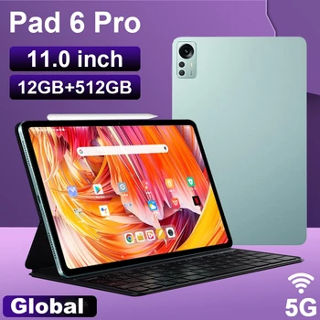 Pad 6 Pro Оригинална глобална версия Таблет Android 16GB+1TB Snapdragon 870 Cell Tablette PC 5G Dual SIM карта или WIFI HD 4K Mi Tab