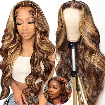 Wear And Go Glueless Wig HD Transparent Pre Cut 5x5 Lace Front Human Hair Wigs For Women 4/27 Highlight Body Wave Closure Wig
