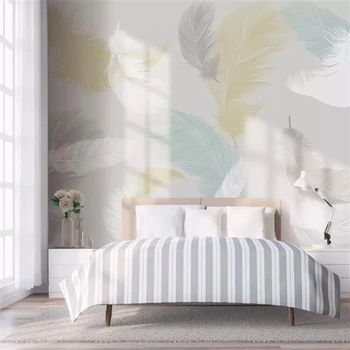 wellyu Персонализиран тапет papel de parede Скандинавски минималистичен малък свеж цвят перо спалня стена papier peint papel tapiz
