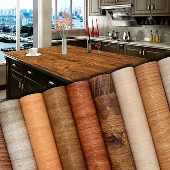 Wood Grain DIY стикер PVC самозалепващи се водоустойчиви тапети Обновяване на мебели Стена Домашен декор Лепкава хартия Decal.