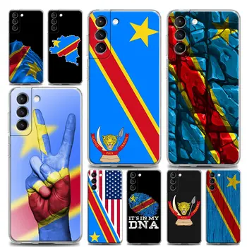 Демократична република Конго Флаг Clear Samsung S24Ultra случай за Galaxy S21 S20 FE S22 Ultra 5G S23 S24 плюс случаи мек заден капак