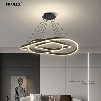 Затъмняване LED модерни таванни светлини заВсекидневна Спалня Коридор Зала за вътрешно осветление Домашен декор Черна бяла акрилна лампа
