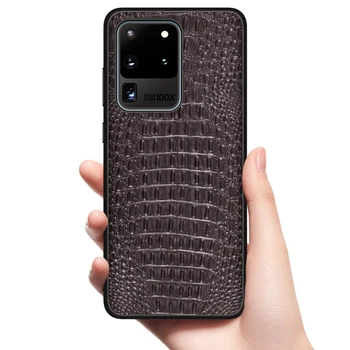 Истинска кожа заден капак за Samsung Galaxy S20 Plus S20 + S20 ултра модерен стилен истински крокодил обратно бизнес телефон случай