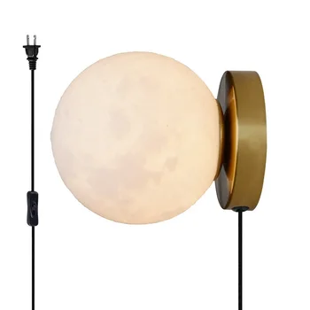 Модерен и минималистичен 3D печат на лунни стенни лампи, коридорни стенни лампи, нощни лампи за фон, кръгли планетарни лампи