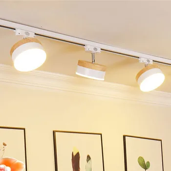 Модерна LED светлина за проследяване 12W вътрешен дървен таван железопътен прожектор Начало стена фон облекло магазин прозорец песен осветително тяло