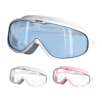Очила за плуване с голяма рамка Възрастни с тапи за уши Очила за плуване Мъже Жени Професионални HD очила против мъгла Силиконови очила